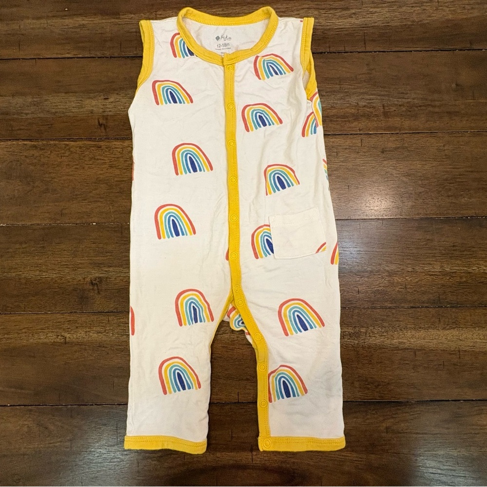 Kyte BABY Pineapple Rainbow Sleeveless Snap Romper, 12-18mo